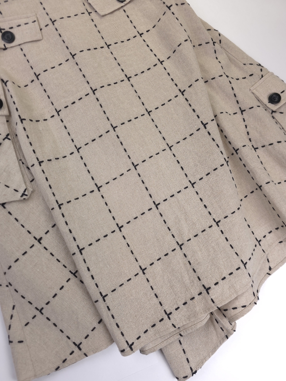 Anthropologie Eva Franco Windowpane Belted Pocket Detailed Wrapped Skirt - Sz 6 - Picture 15 of 16